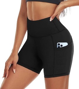 SHAPERX Solid Women Black Gym Shorts - Buy SHAPERX Solid Women Black Gym  Shorts Online at Best Prices in India