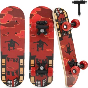 baybee Printed Skateboard for Kids/Adults 7 Layer Maple Deck Skate Board with Pu Wheels 5 inch x 17 inch Skateboard