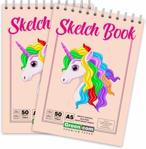 greencom Sketch Book for Kids, Spiral Bound Artist Sketch Durable