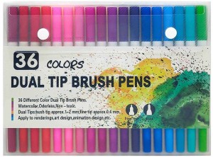 Miss Royale Dual Tip brush Pens, For Drawing, sketching,  Calligraphy, (Pack Of 12) Super Fine & Brush Tip Nib Sketch Pen 