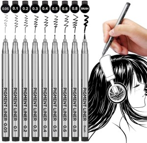 Fhyhej Black Precision Micro Line Pens,Ultra Fine Point Drawing Pen Set,  Anti-Bl