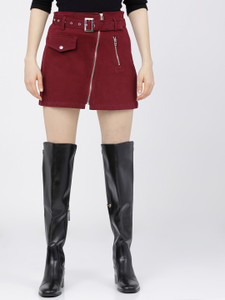 Tokyo Talkies Solid Women Asymetric Maroon Skirt Buy Tokyo