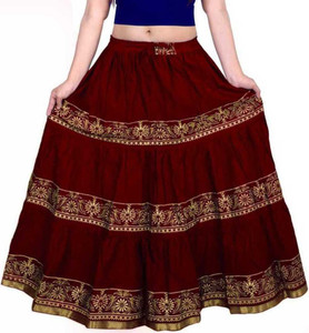 Krishika Printed Women Flared Maroon Skirt Buy Krishika Printed