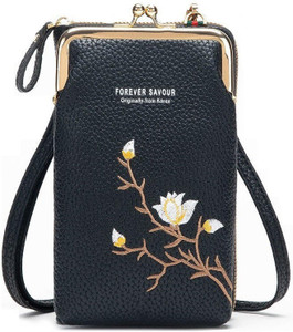 SwooK Black Sling Bag for Womens Crossbody Wallet Purse with Mobile Phone Holder Pocket For Girls Black Price in India Flipkart