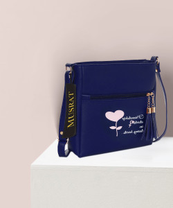 MUSRAT Blue Satchel Latest Trend Party Wear Handbag Sling Bag