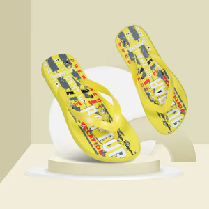 Yellow off white flip flops top