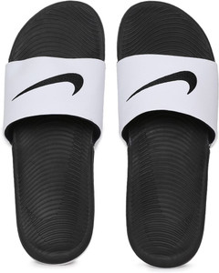 Nike flip flops white and black sales