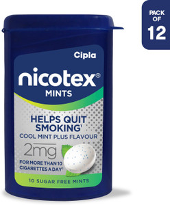 Cipla Nicotex Mints | Nicotine 2mg Sugar Free Lozenges(12x 10Pcs) | Cool Mint Plus | Smoking Cessations