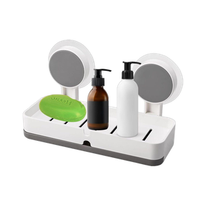Non-Drill Wall Mount Suction Cup Soap Stand for Bathroom Plastic Wall Shelf