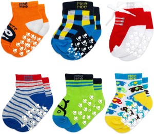 MeeMee Cozy Feet Anti-Skid Baby Socks (Pack of 6) (Colors & Print