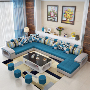 Homeify Carlo 9 Seater L Shaped Sectional Sofa with Ottoman for