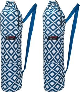 NETTIE Premium Jacquard Woven Cloth Big Yoga mat Bag with Velcro Pocket and  Drawstring Closure Yoga mat Cover – Indigo Geometric Design – Pack of 1