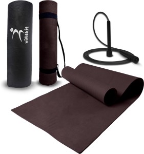 VIFITKIT Yoga Mat with Carrying Bag & Home Gym with Skipping Rope Wine 6 mm Yoga Mat