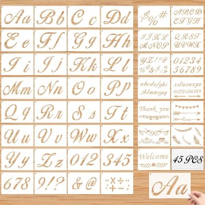  Letter Stencils for Painting on Wood - 46 Pack Large