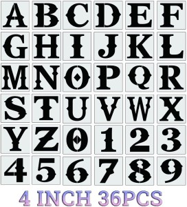 DEQUERA Alphabet Letter Stencils 3 Inch, 36 Pcs Reusable Plastic Letter  Numbers Template s, Art Craft Stencil for Painting on Wood, Wall, Glass,  Fabric, Rock, Chalkboard , Signage (3 Inch) Stencil Price