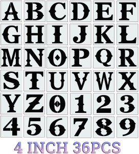 36 Pcs Large Letter Stencils and Numbers 6 inch, Alphabet Art Craft  Stencils, Reusable Plastic Number Templates Letter Stencils for Wood, Wall