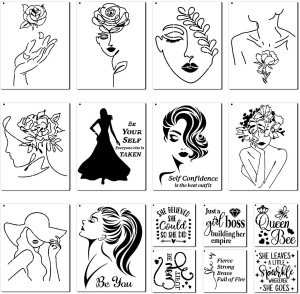 25 Pieces Valentine's Day Stencils Reusable Valentine Painting Templates  Plastic Heart Couple Album Drawing Stencils for Valentine's Day DIY Craft