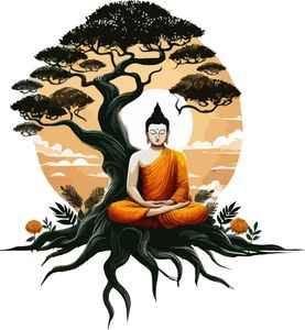 CreativeEdge 61 cm Buddha sitting under a bodhi tree Self Adhesive Sticker