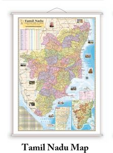 Tamil Nadu State Map. (Laminated, Rollup) in English Language, Size: 40"x28" inch. With Important Fact and Figure. Ideal Map For Office Use, Tourism Purpose, Students and Aspirants of UPSC , PCS , SSC , RAILWAY Exam and Other Competitive Exam. Updated Map. Paper Print