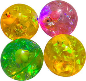 valuableplus 2 Pc Rubber Bouncing LED Flashing Duck character Inside Balls 6.5 cm 2 Pc Rubber Bouncing LED Flashing Duck character Inside Balls