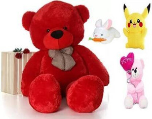 R k Lovely 3 FEET STUFFED RED HUGABLE TEDDY BEAR WITH RABBIT PICKACHU BALLOON TEDDY 30 cm 3 FEET STUFFED RED HUGABLE TEDDY BEAR WITH RABBIT PICKACHU BALLOON TEDDY Buy Teddy