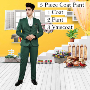 Abhitextilehub Men s 3 Piece Coat Pant Set Solid Men Suit Buy