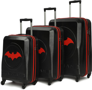 YAYAVAR BATMAN OFFICIAL MERCHANDISE TROLLEY WITH PREMIUM MOULDED BAT LOGO Check in Suitcase 4 Wheels 30 inch RED Price in India Flipkart