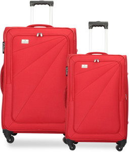 The CLOWNFISH Polyester Softcase Suitcases Four Wheel Trolley Bags Red 76cm 56cm Pack of 2 Check in Suitcase 4 Wheels 28 inch Red Price in India Flipkart