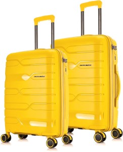 NASHER MILES Paris Hard-sided Polypropylene Luggage Set of 2 Yellow Trolley Bags (55 & 65 Cm) Cabin & Check-in Set - 24 inch