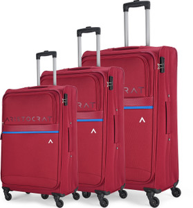 ARISTOCRAT Brezza 3P Set Cabin Medium Large Trolley Bag Cabin Check in Set 4 Wheels 31 Inch RED Price in India Flipkart