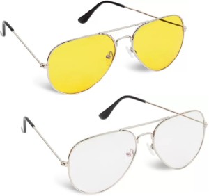 Buy Gansta Aviator Wayfarer Full-Frame Yellow Sunglasses ,Men