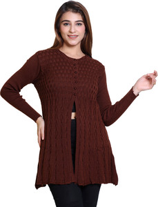 Winter knit Woven Round Neck Casual Women Brown Sweater Buy