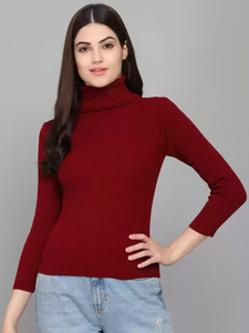 TANDUL Solid High Neck Casual Women Maroon Sweater - Buy TANDUL Solid High  Neck Casual Women Maroon Sweater Online at Best Prices in India | Flipkart .com