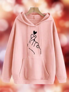 KESRINANDAN Printed Hooded Neck Casual Women Pink Sweater Buy