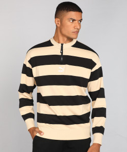 Puma stripe crew neck clearance sweater