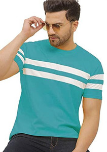 TRD Striped Men Round Neck Blue T Shirt Buy TRD Striped Men