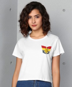 METRONAUT Marvel Solid Women Round Neck White T-Shirt