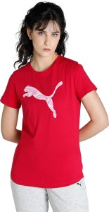 PUMA Printed Women Round Neck Red T-Shirt