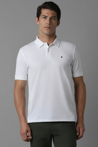 Solid Men Polo Neck White T-Shirt