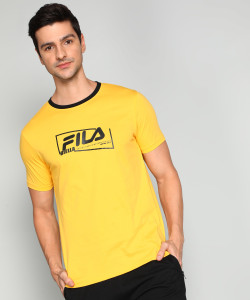 Yellow fila hot sale t shirt mens