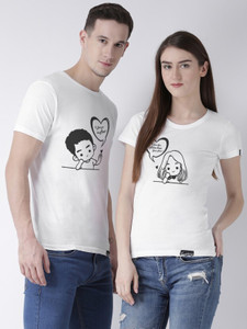 Chic Choice Printed Couple Round Neck White T Shirt Buy Chic