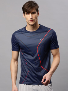 HRX by Hrithik Roshan Striped Men Round Neck Blue T Shirt Buy