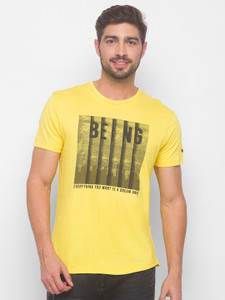 BEING HUMAN Solid Men Round Neck Yellow T Shirt Buy BEING HUMAN