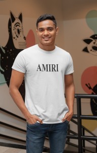 Polyester White Short Sleeves Printed Tshirts MC STAN AMIRI