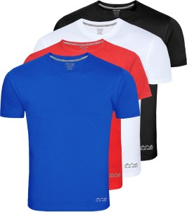 AWG Solid Men Round Neck Multicolor T-Shirt