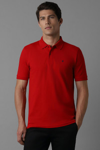 Solid Men Polo Neck Red T-Shirt