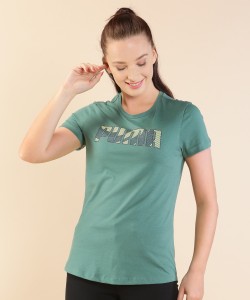 PUMA Printed Women Round Neck Green T-Shirt