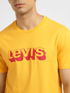 LEVI S Typography Men Round Neck Yellow T Shirt Buy LEVI S