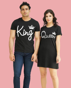 COUPLESTUFF.IN Typography Couple Round Neck Multicolor T Shirt