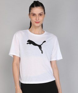 PUMA Printed Women Crew Neck White T-Shirt